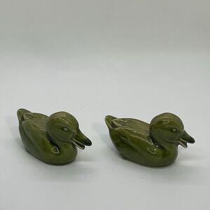 Vintage Rookwood Pottery Green Duck Figurines
